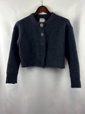 Women’s Lili Sidonio Medium Black Knit Cropped Cardigan